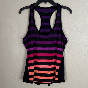 Athleta Chi Ombre Striped Racerback Tank Top Large Black